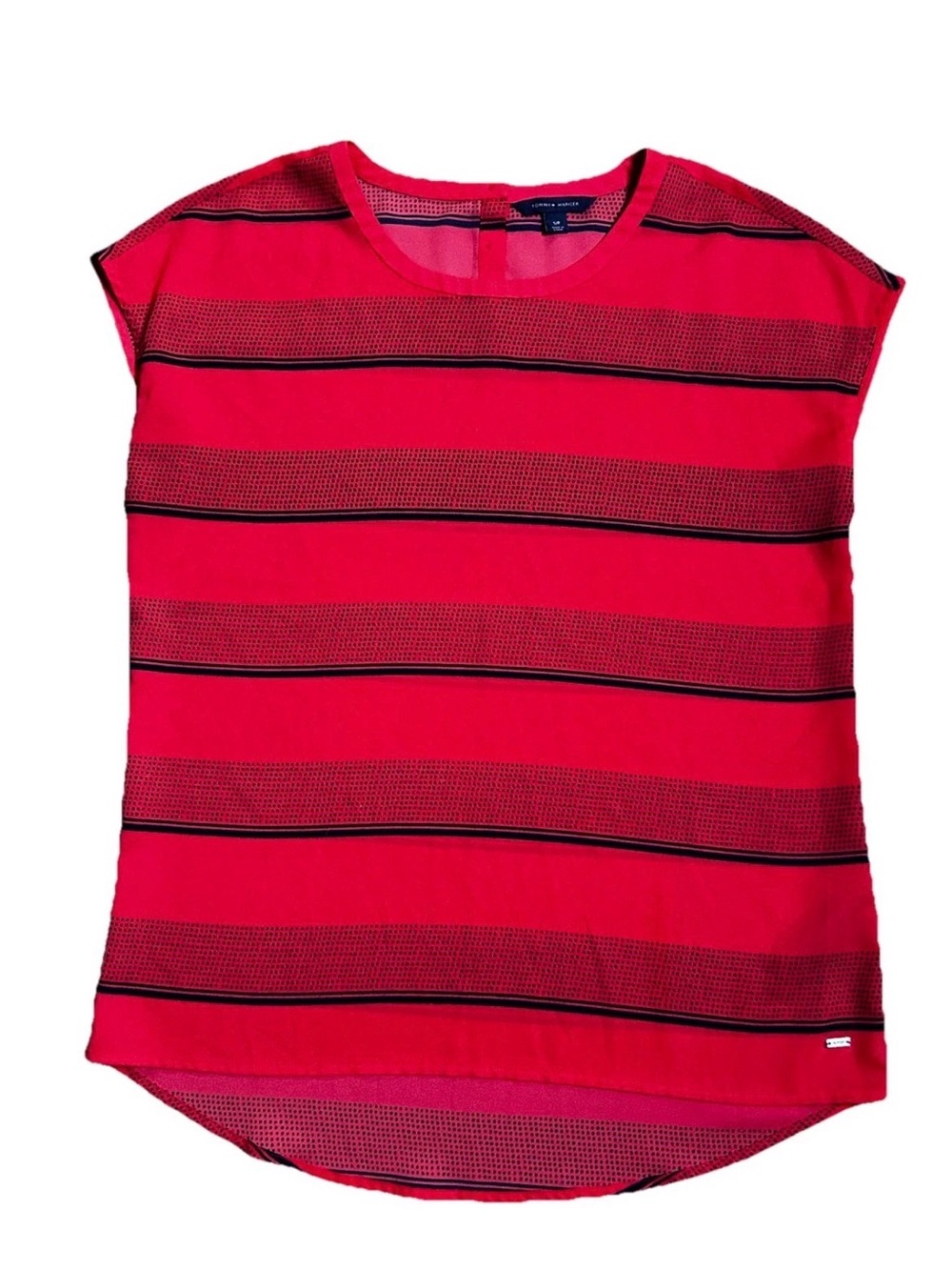 Tommy Hilfiger elegant striped Red n black Women's airy soft Top blouse